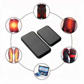 Piumino riscaldato a batteria esterna su sfondo bianco.
